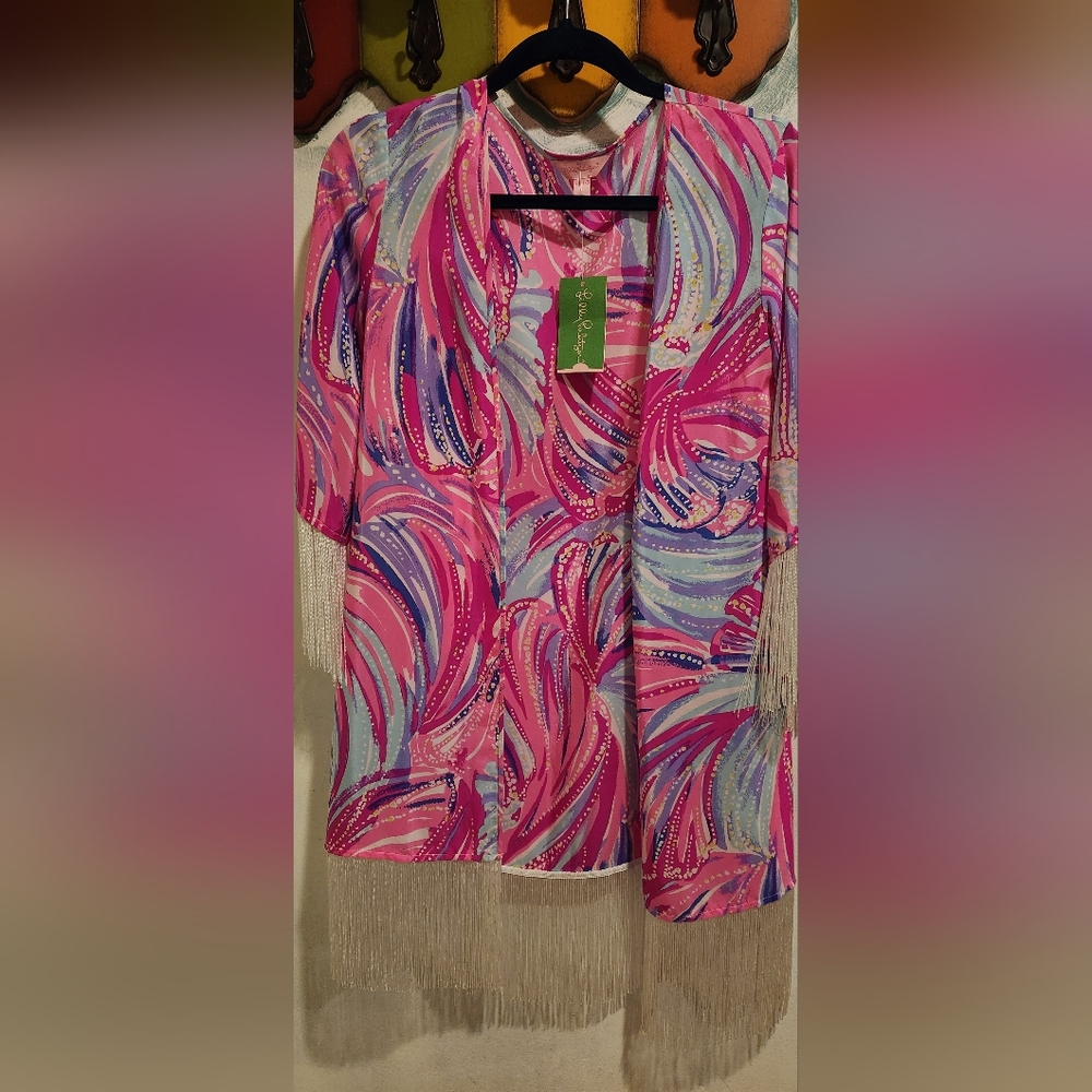 Lilly Pullitzer Fringe Cover Up With Bracelet Size XXS